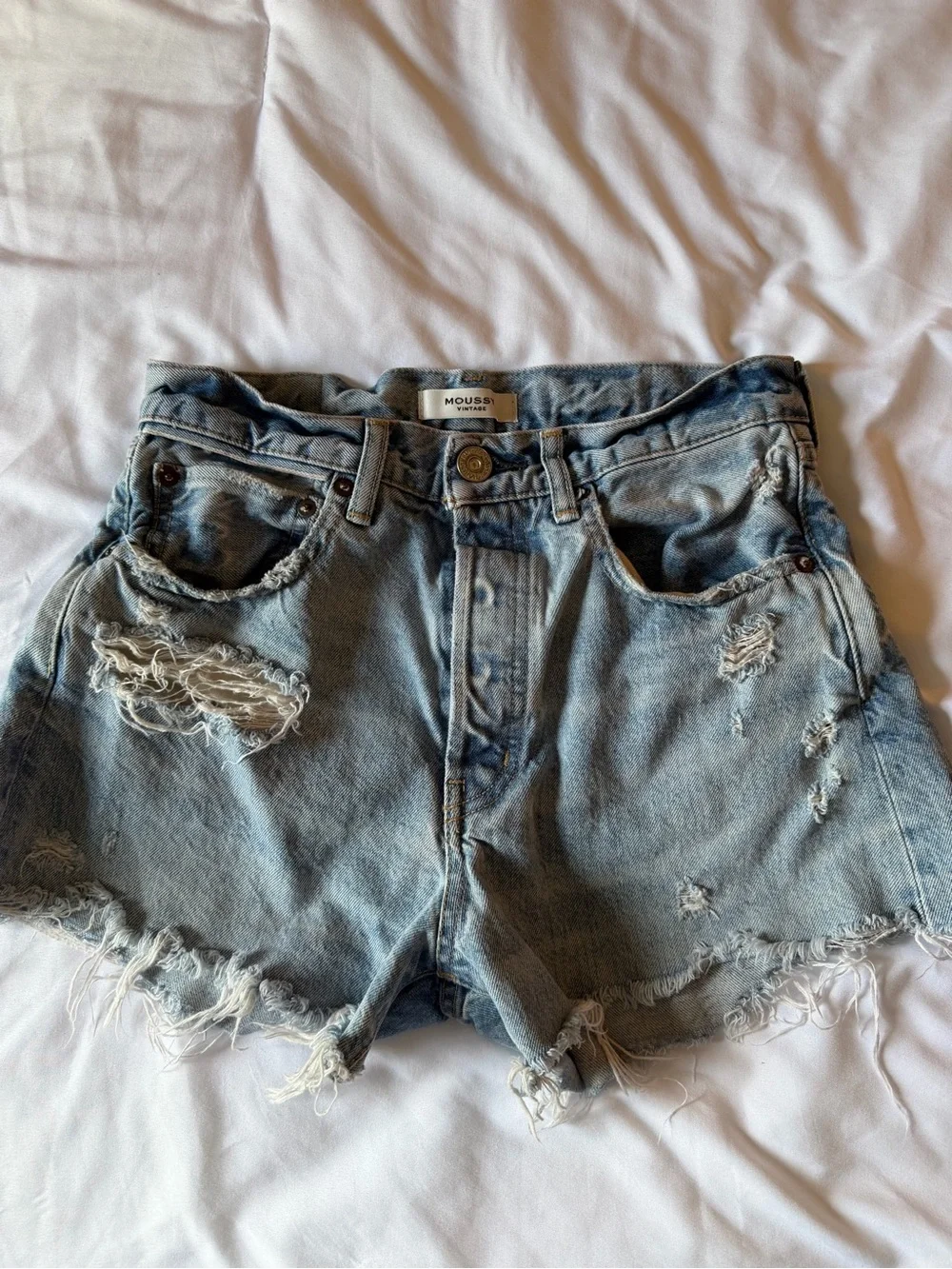 Moussy Vintage Light Blue Distressed Denim Shorts - Women's